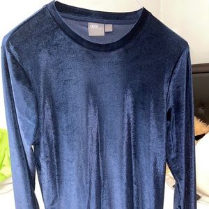 Navy blue suede long sleeve shirt